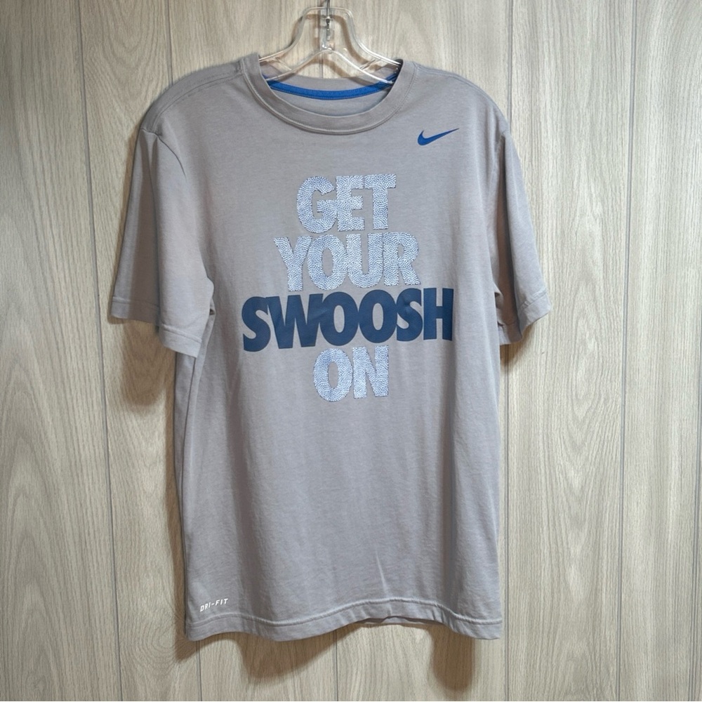 Nike “Get Your Swoosh In” Gray Short Sleeve Dri-Fit Shirt Size Small